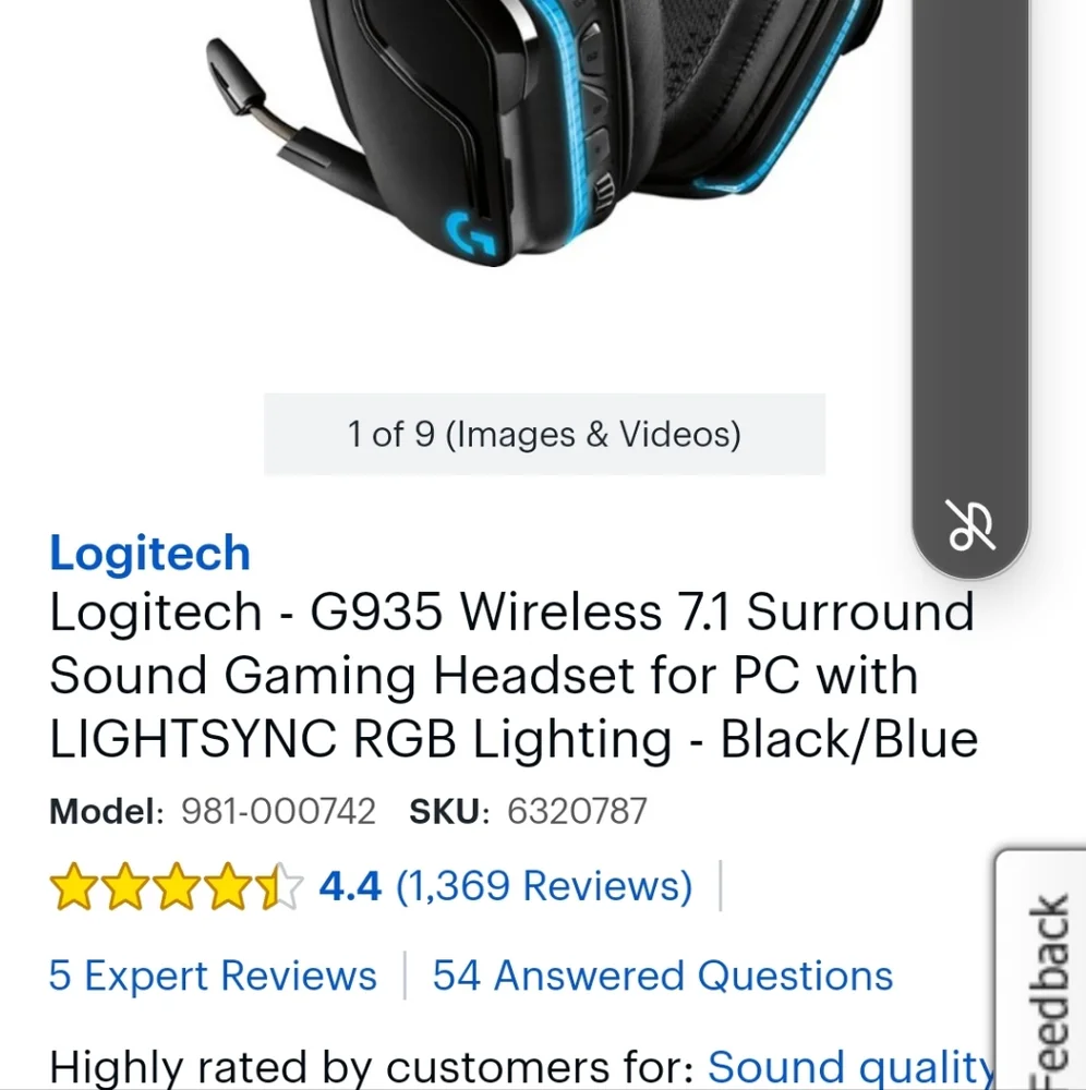 G935 WIRELESS 7.1 SURROUND LIGHTSYNC GAMING HEADSET